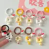 Lindo Gato de Dibujos Animados Donut Colgante de Resina Llavero Accesorio para Mochila Auriculares Regalo Femenino para Mejor Amiga