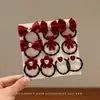 Presilha de Cabelo Infantil Orelha de Coelho Laço de Pérola 2025 Grampo de Cabelo de Veludo para Meninas Acessório de Cabeça de Ano Novo para Menina Tiara de Ano Novo