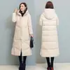 Casaco de Algodão Espesso Estilo Retrô para Mulheres 2026 Inverno Novo Estilo Étnico Casaco Solto de Algodão Jaqueta Longa Acima do Joelho de Algodão