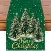 Novo produto best-seller transfronteiriço da Amazon: caminho de mesa de linho com um boneco de neve de Natal e uma árvore de Natal, perfeito para criar uma atmosfera festiva de feriado e decorações