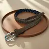 Cinturón Nuevo Tejido de Terciopelo Coreano Marrón Vintage para Mujer, Cinturón Tejido a Mano con Hebilla para Jeans, Cinturón Moderno