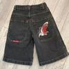 Shorts de Mezclilla Bordados con Calavera de Llama Estilo High Street Americano para Hombre Marca Trendy Y2K Jeans de Pierna Ancha Sueltos Venta al por Mayor