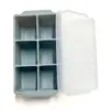 Bandeja de Gelo Quadrada de Silicone com Tampa, 6 Compartimentos, Fácil de Desenformar, de Silicone de Grau Alimentício, Venda Quente de Verão para Casa da Amazon