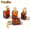 Frasco de Vidro Transparente Marrom Quadrado Plano com Rolo 10ml 15ml Frasco Pingente para Óleo Essencial Frasco de Perfume Frasco com Rolo para Creme para Olhos Óleo Labial