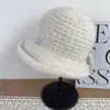 Novo chapéu de pescador de tricô outono e inverno para mulheres, de copa redonda, com borda dobrada, versátil, casual, quente e que afina o rosto