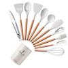 Edição Leve Cabo de Madeira Silicone Utensílios de Cozinha Conjunto de 11 Peças Ferramentas de Cozinha Espátula e Colher de Cozinha Conjunto de 11 Peças Conjuntos de Cozinha