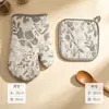 Guantes de cocina para hornear resistentes al calor estilo japonés con estampado floral para venta al por mayor transfronteriza, tapetes para horno aislantes del calor con patrón floral múltiple, almohadillas aislantes del calor resistentes a altas temperaturas