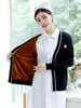 Suéter de Enfermera para Mujer Tejido Uniforme de Enfermera Ropa de Abrigo Gruesa con Forro Polar Azul Oscuro Personal Médico Cárdigan Hospital