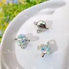 Moca de Colores con Colgante de Planeta Luna Estrella Pulsera de Cuentas Hecha a Mano DIY Pendientes Collar Accesorios de Joyería