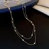 Elegante y Sencilla Cadena de Cuentas de Arroz Ovaladas, Cadena para Suéter de Diseño Único, Joyería al por Mayor de Lujo Ligero y de Alta Gama