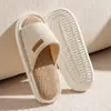 Chinelos de Linho para Quatro Estações para Uso Interno, Novos Antiderrapantes, Absorventes de Suor, Silenciosos, de Tecido de Algodão e Linho, para Convidados, Primavera e Verão