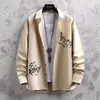 Camisa de manga larga para hombre, chaqueta fina de otoño 2026, corte holgado, diseño estilo Hong Kong, top estampado, camisa casual para hombre
