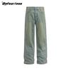 Calça jeans reta antiga estilo americano, estilo retrô, masculina e feminina, de marca da moda, com corte clean e de nicho, casual