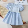 Vestido de Verão para Meninas Novo Bebê Florzinhas Vestido Infantil Manga Bufante Moda Menininha Fresco Vestido Princesa