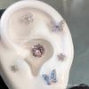 Sueño Amor Mariposa Rosa Azul Rosa mini Pequeña Mariposa Rosa Uña Hueso de la Oreja Nido de la Oreja Aretes de Diamantes Brillantes