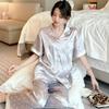 Pijama de Seda Helada de Deseo Puro Coreano Transfronterizo Nuevo Jacquard de Corazón Morado Ropa de Casa Se Puede Usar Afuera Venta al por Mayor