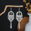 Pendientes Miao Étnicos de Borla Larga Estilo Nuevo, Pendientes Exagerados de Declaración de Moda Estilo Étnico de Plata Miao de Lujo Ligero
