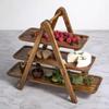 Prateleira de Madeira Loja de Hot Pot Rack de Finalização de Alimentos Cozinha Hotel Rack de Alimentos Prateleira de Armazenamento com Bandejas de Três Camadas Atacado