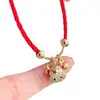 Pulsera Roja de Año Nuevo Microincrustada Pulsera de Ternera Exquisita Ajustable Cuerda Roja Correa de Mano