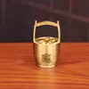Olla de Arroz de Latón con Tazón del Tesoro de las Cinco Bendiciones y Barra de Oro Lingote Pequeño, un Cubo de Oro, Olla de las Cien Bendiciones, Tazón del Tesoro de Olla de Cobre, Adorno Atractor de Riqueza