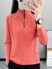 Outono e inverno veludo fleece feminino forrado com lã quente esportivo respirável camisa base montanhismo corrida pulôver camiseta top