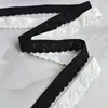 Patrón de Pétalos con Puntos Blancos y Negros de 1.5 cm Encaje Calado Alta Elasticidad Banda Elástica de Moda Ropa Lencería Joyería Hecha a Mano