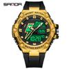 Relógio Sanda Fashion com Duplo Display para Homens com Calendário, Despertador, Esportivo Multifuncional, Eletrônico Trendy para Jovens, Venda Direta da Fábrica