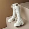 Novas Botas de Cano Alto Slim para Pessoas Baixas Outono/Inverno 2023, Botas de Cano Alto para Mulheres, Botas de Plataforma de Couro Macio até o Joelho