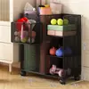Equipo de Fitness para Baloncesto en Casa Móvil, Cesta de Almacenamiento para Esterilla de Yoga con Ruedas, Estante para Huecos de Bádminton
