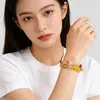 Pulseira de Agata Amarela de Cristal Natural Atacado com Múltiplos Cristais e Forma de Abóbora, Pulseira Feminina Nova Estilo Chinês Original Moda Criativa Cultural