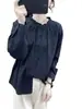 Camisa de Moda Primavera 2026 con Cuello Volante y Manga Larga para Mujer, Moda Estilo Hong Kong que Reduce la Edad, Nueva Camisa Básica de Corte Holgado Primavera/Verano para Mujer
