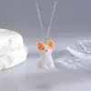 Colares Série de Animais Fofos Flocados Transfronteiriços Corgi Bichon Elefante Azul Coelho Panda Pingente Colares Outono e Inverno