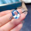 Joyería Colorida Nuevo Anillo Plata 925 Incrustado Topacio Azul Cielo Natural Anillo Boca Viva para Mujeres Una Pieza Envío Directo