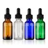 Botella Boston Transparente Marrón de 30 ml Botella de Aceite Esencial Azul y Verde Botella Gotero Líquido de Esencia para Cosméticos