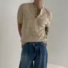 Nova Camisa de Malha de Manga Curta de Verão para Homens, Gola Henley, Tricô Trançado, Corte Slim, Camiseta Moderna Business Casual, Atacado Transfronteiriço de Comércio Exterior