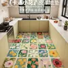 Alfombrilla de cocina de cuero pintada al óleo, engrosada, impermeable, ecológica, sin olor, antideslizante, fácil de mantener, alfombra con forma personalizada