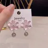 Aretes de Perlas de Flor de Cerezo Bicolor Pastel, Temperamento Suave y Dulce, Aretes Atmosféricos, Diseño Exquisito, Aretes para Mujer