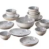 Jingdezhen Cerámica Esmalte Agrietado Azul y Blanco Patrón de Hoja Vajilla Tazón de Arroz Tazón de Sopa Plato Plato Juego Catering Hotel Venta al por Mayor