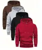 Conjunto de sudadera con capucha y pantalón de chándal de 3 piezas para hombre, adecuado para las temporadas de primavera y otoño, incluyendo sudaderas tipo pullover de color liso.
