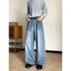 Jeans de pierna recta, corte ancho, estilo retro americano con perneras curvas, unisex, adecuados para primavera y otoño, corte holgado, casual, con diseño lavado, perfectos para parejas