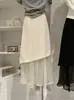 Falda de Traje de Malla Irregular Omalai para Mujer, Falda Lápiz de Línea A con Fruncidos Adelgazante de Cintura Alta para Verano Tendencia 7164