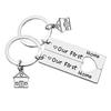 Llavero de Pareja Transfronteriza Queenandking Llavero Grabado de Acero Inoxidable Llavero Personalizado para Coche Estilo Pareja Forma de Corazón