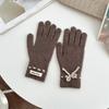 Luvas de cor sólida versáteis, estilosas, quentes e confortáveis, luvas de inverno de lã tricotada sem dedos, com laço personalizado, para o frio.