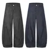 K365 Jeans de Mezclilla Cruda Negra Delgada Vintage Deconstruidos Diseño Unisex Ajuste Holgado Estilo Cimitarra para Hombre