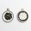 Accesorios para el cabello hechos a mano DIY estilo coreano material de lazo pendientes con colgante redondo de gota de aceite rosa accesorios de joyería de aleación