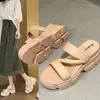 Sandalias de Tacón Alto y Pantuflas de Verano para Mujer con Plataforma Gruesa, Deslizables de Moda, Combinan con Todo, de Gama Alta, que Aumentan la Altura