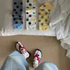 Calcetines Retro Japoneses de Lunares Grandes Coloridos con Dedos Divididos Otoño Nuevo Algodón Color Bloque Coreano Calcetines de Dos Dedos de Media Pantorrilla Sin Costuras
