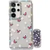 Funda de Teléfono Móvil Apple Flash Diamond IMD Flor Mariposa Adecuada para Apple 17Promax Soporte de Una Línea 16E Funda Transparente 13