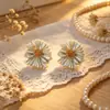 Brincos de Margarida Modernos, Doces e Versáteis, Brincos de Design Simples Nicho Estilo Fada, Brincos de Luxo Leve para Meninas