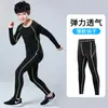 Traje de entrenamiento ajustado para niños, capa base de baloncesto de otoño/invierno para niños, conjunto deportivo, camiseta de manga larga de secado rápido, para fútbol y correr
